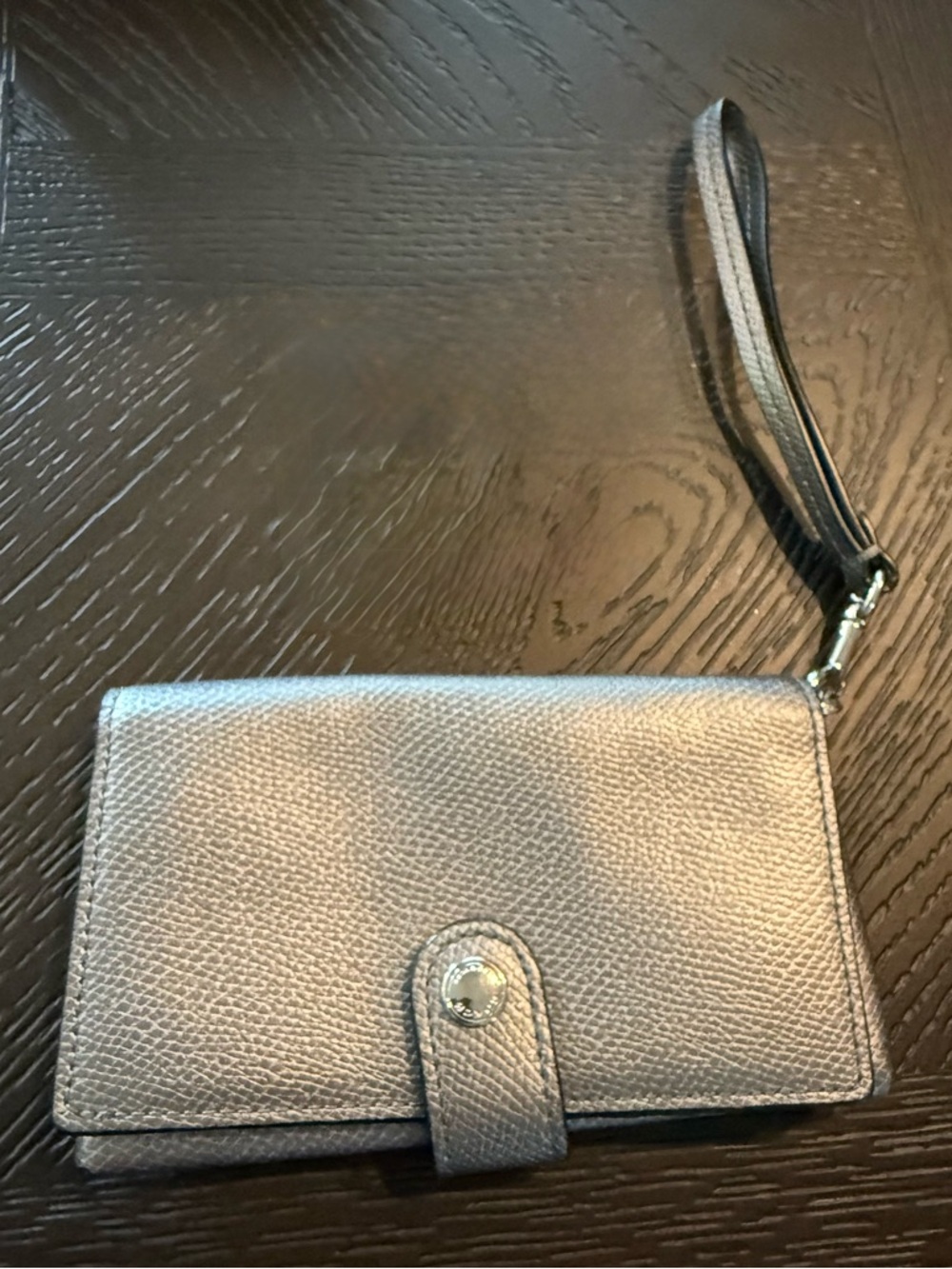 Coach Metallic Silver Wristlet Clutch
